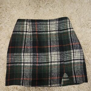 Plaid Mini Skirt in Green and Black